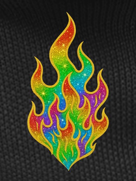 Rainbow Fire Glitter Flame