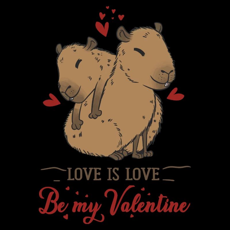 Love motif with two capybara babies