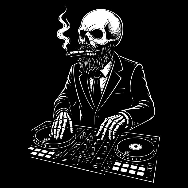 Totenkopf DJ im Anzug mit Zigarre