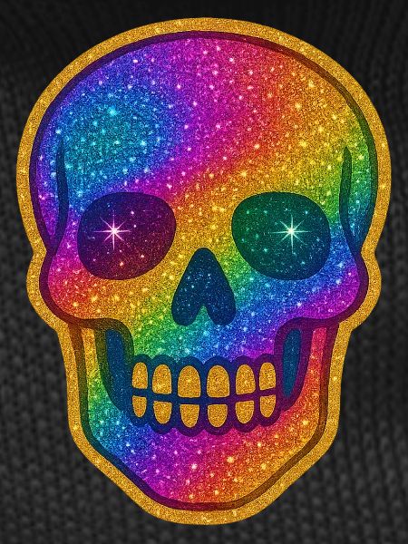 Rainbow Glitter Skull