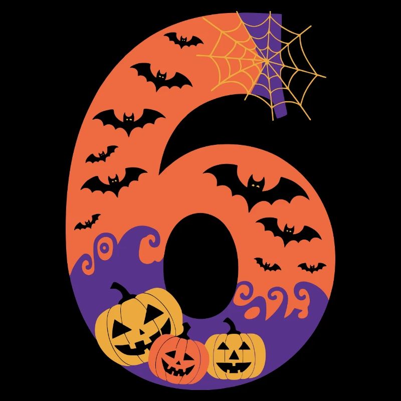 Halloween Haunted Number 6 Pumpkin Design