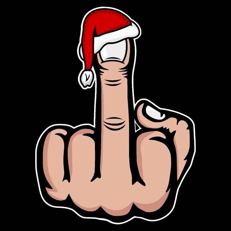 Weihnachten Mittelfinger mit Weihnachtsmütze