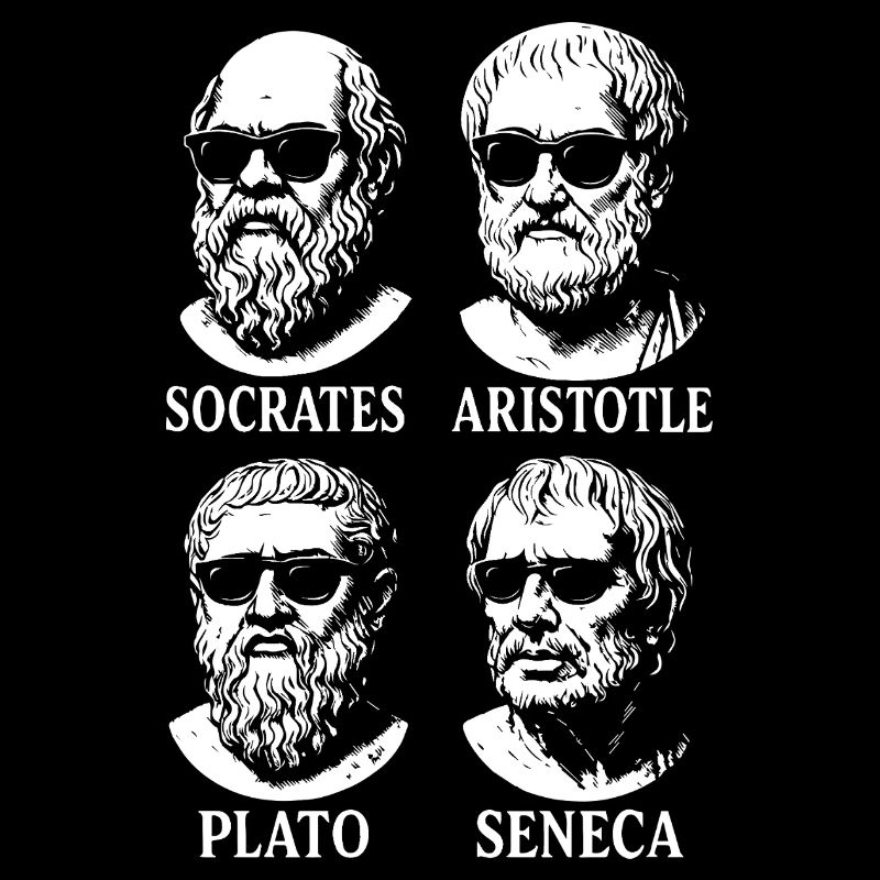 Quatuor de philosophes grecs aux lunettes de soleil