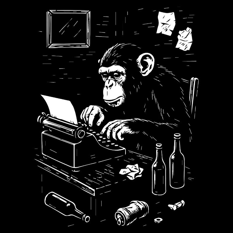 Ape Typist on Vintage Typewriter