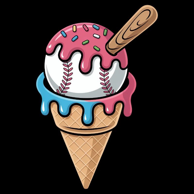 Gaufre de glace de baseball avec des vermicelles