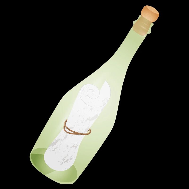 Message romantique vintage dans une bouteille avec un message ancien