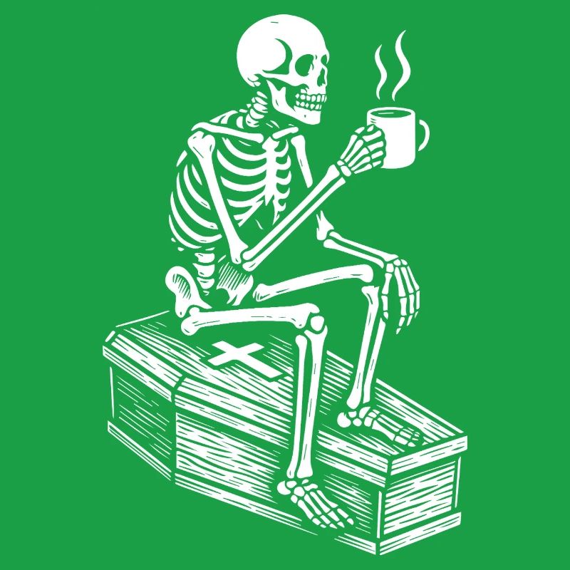 Skeleton drinking espresso