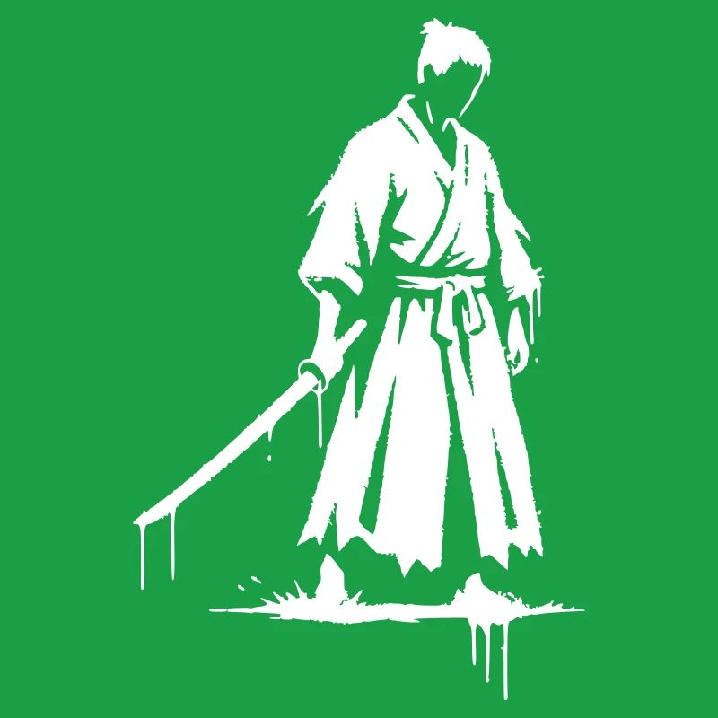 Graffiti de guerrier samouraï ronin triste