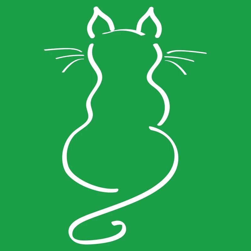 Cat Minimalist Line Back Plain Thick