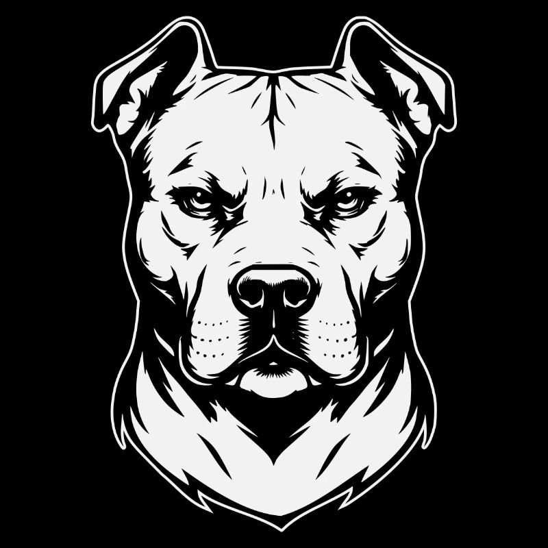 Conception de tête de pitbull noir et blanc