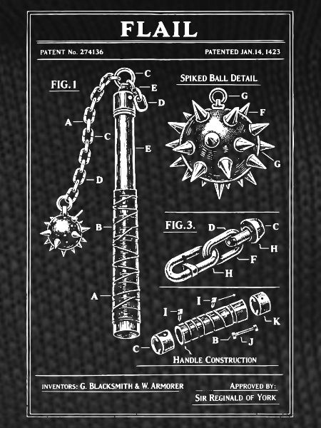 Patent Style Medieval Flail Blueprint
