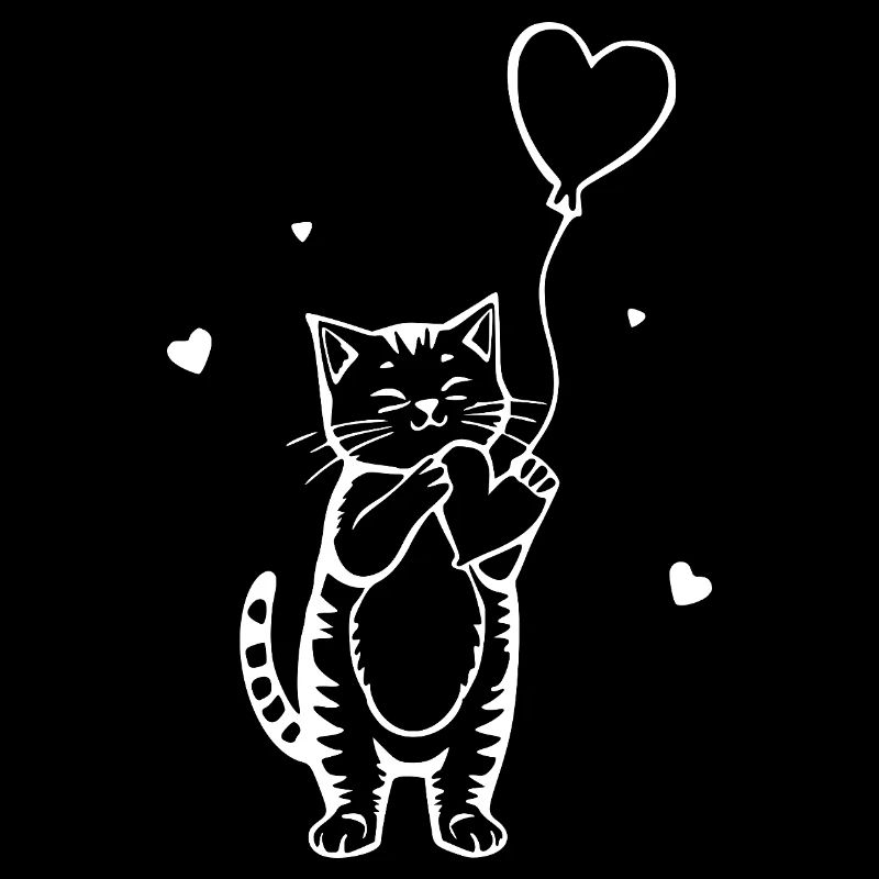 Chat blanc au cœur