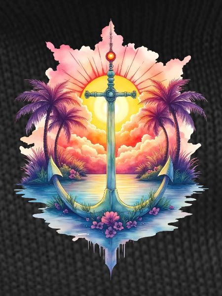 Tropical anchor at sunrise
