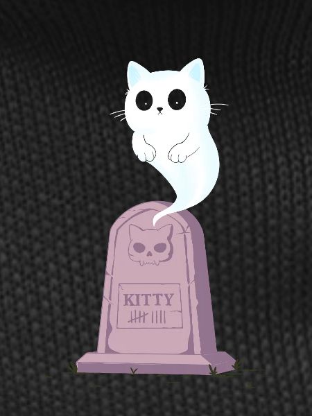 Ghost kitten on the gravestone