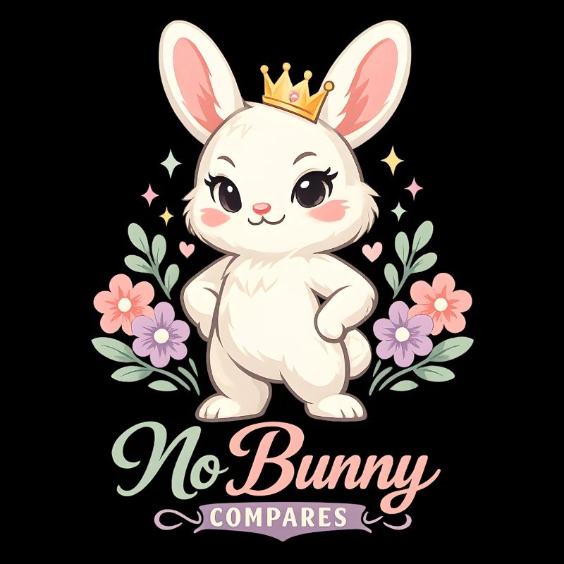 Cute Easter bunny with colorful egg and lettering