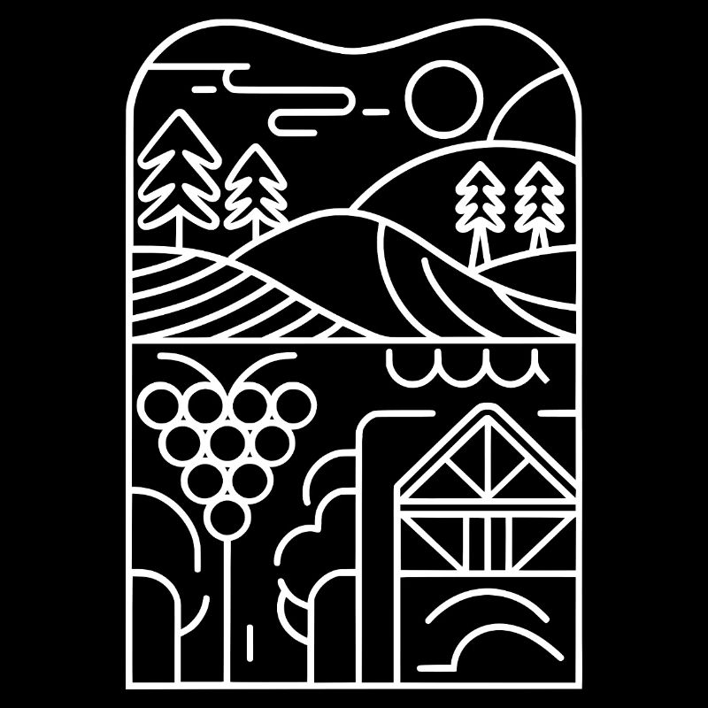 Line landscape: vineyard and hut