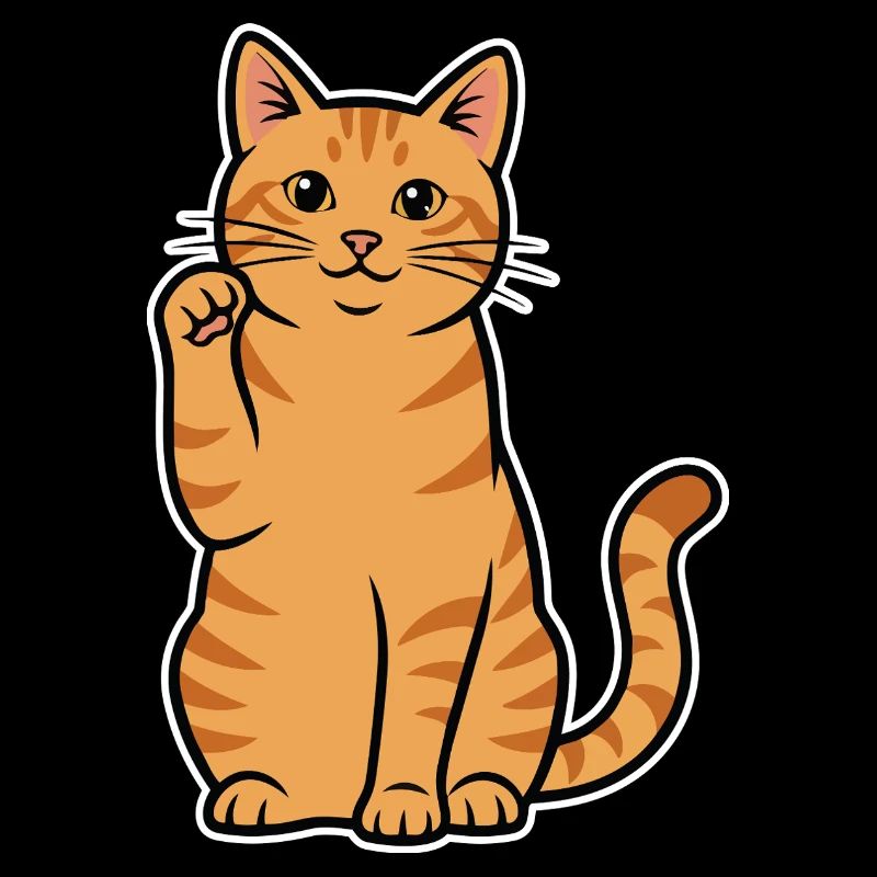 Red Cat Tabby Maneki-Neko Hi Portrait