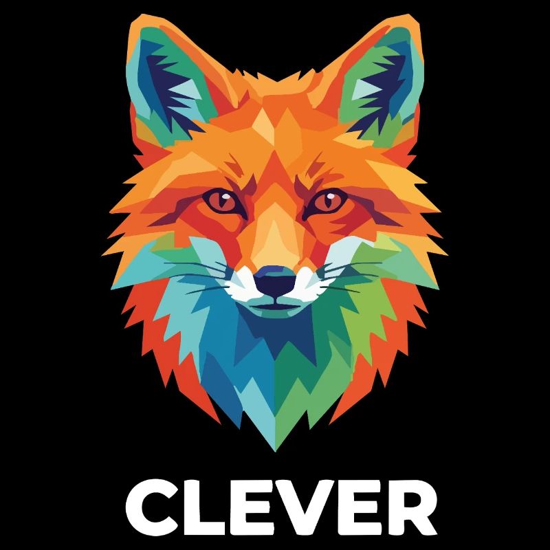 Clever Geometric Fox Colorful Pop Art
