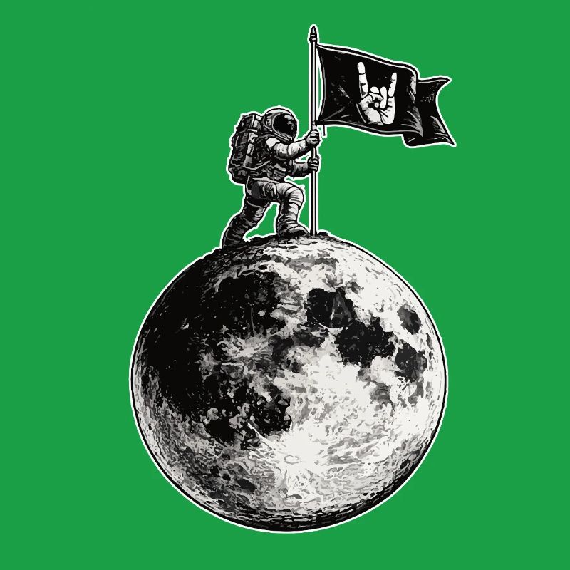 Lune avec drapeau de roche