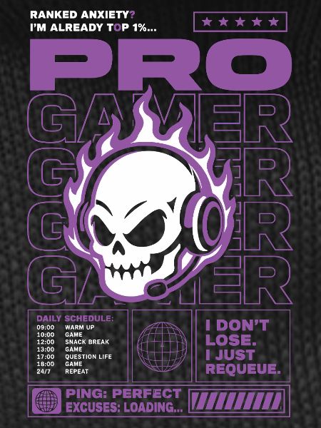 Ranked Anxiety Gamer Skull Design