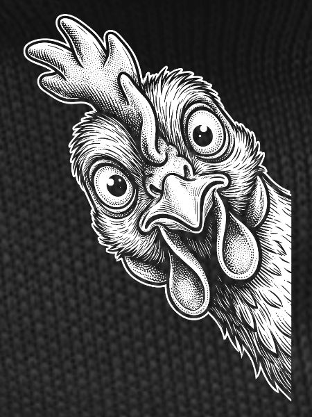 Funny peeking chicken