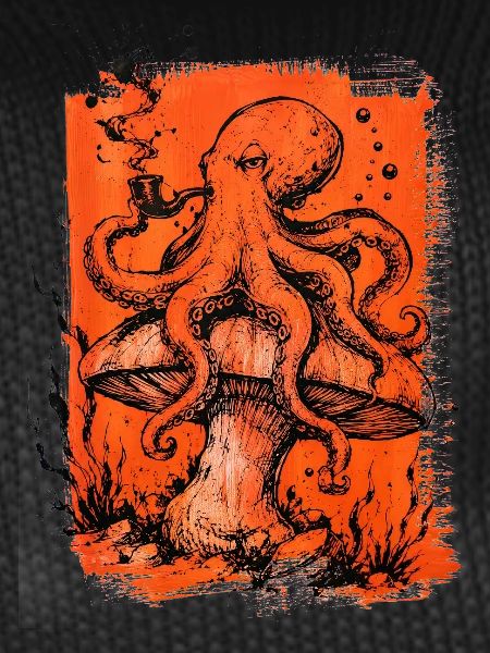 Octopus with Pipe on Mushroom