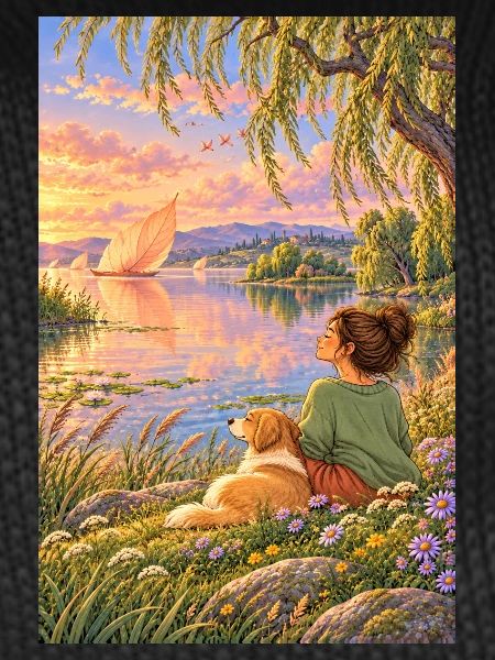 Frau und Hund am Traumsee