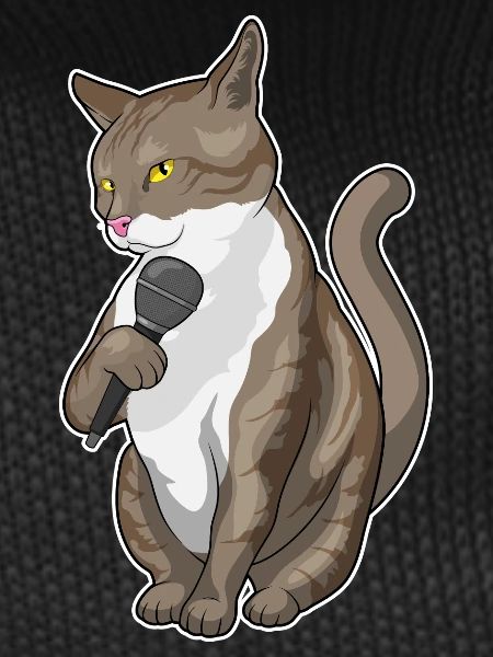Cat Singer Microphone Singing