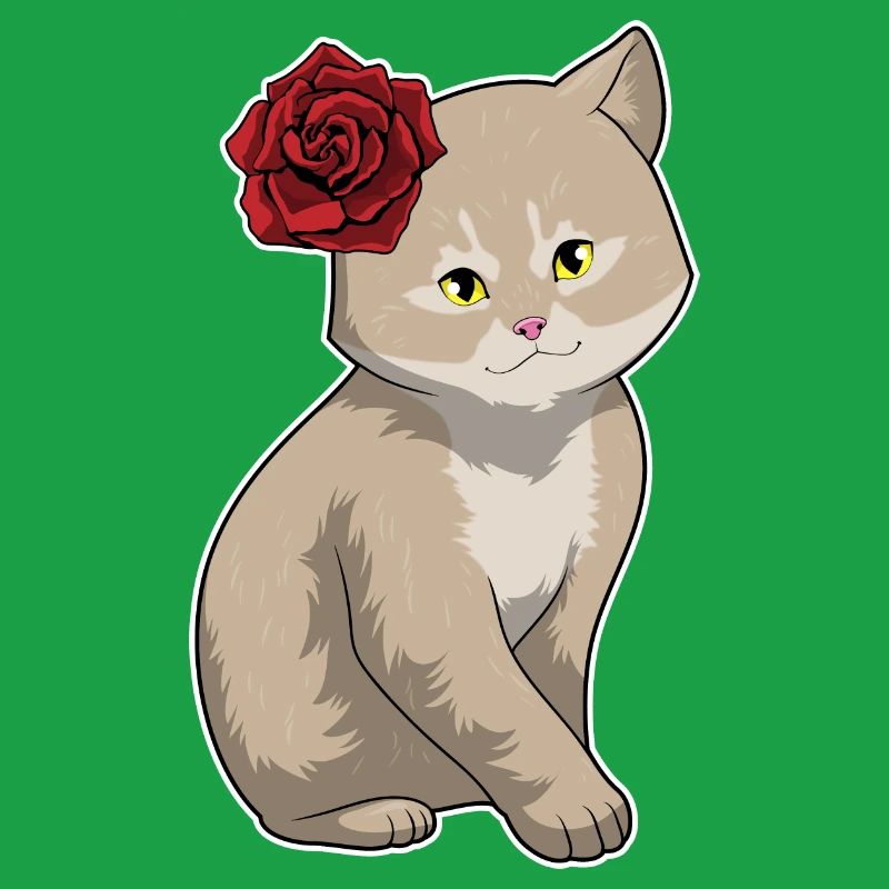 Fleurs Rose Chat