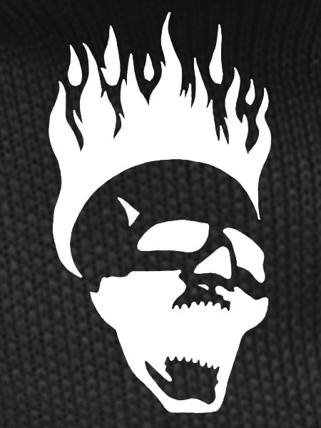Flaming screaming skull (white)