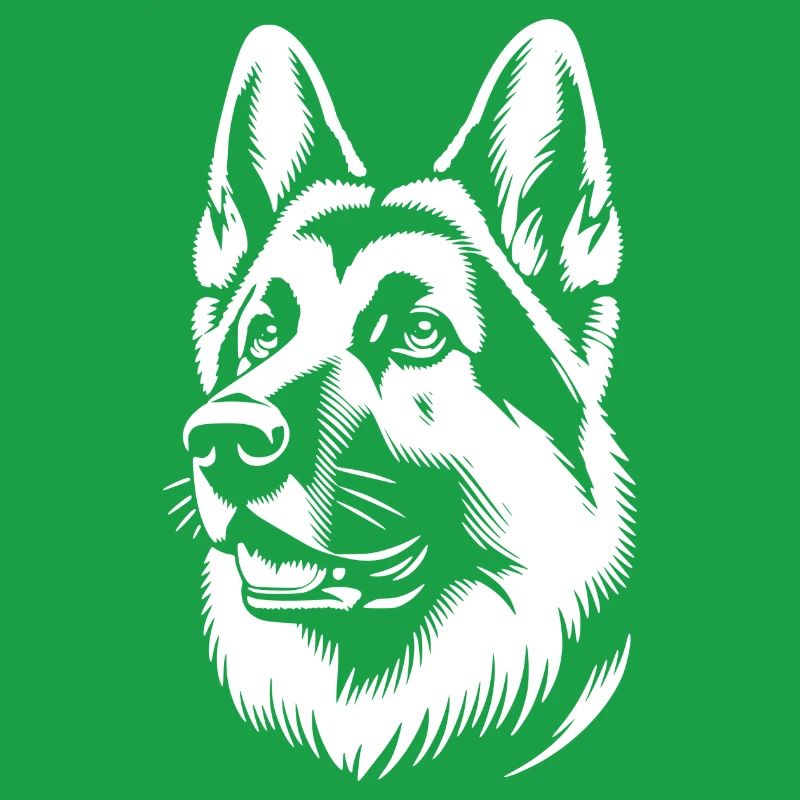 German Shepherd white silhouette from head