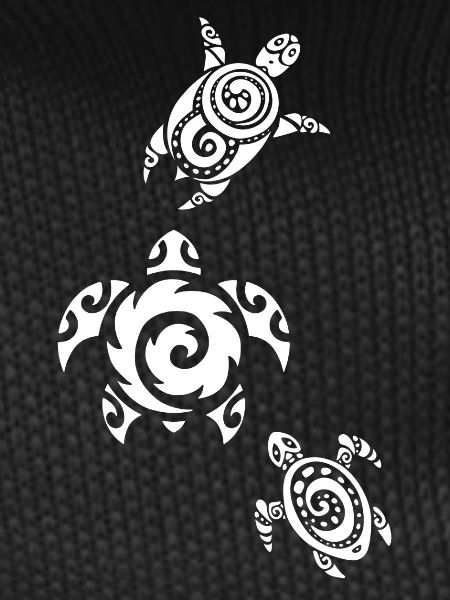 Three Sea Turtles (White)