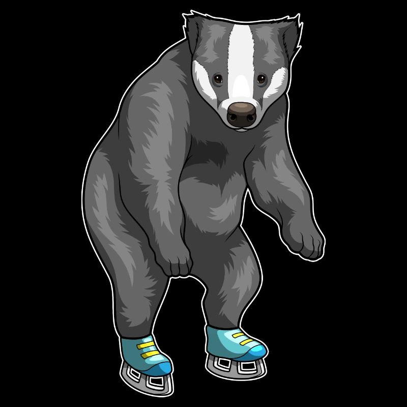 Dachs Eislaufen Schlittschuhe