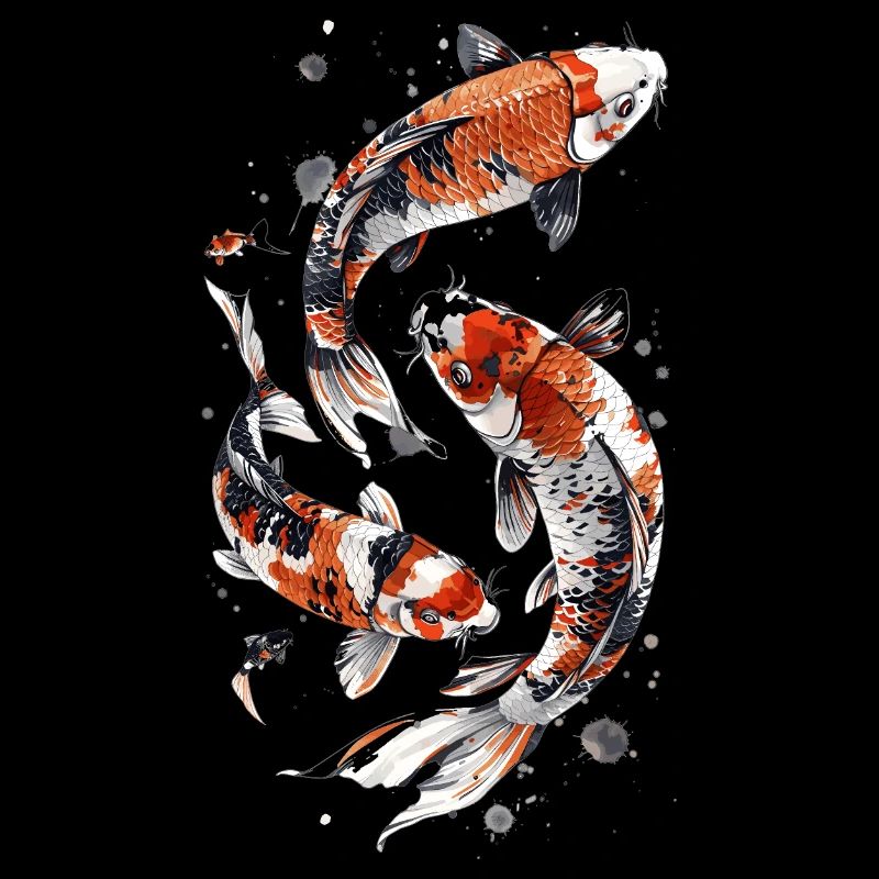 Artful Koi Fish Design, Elegant Koi Design