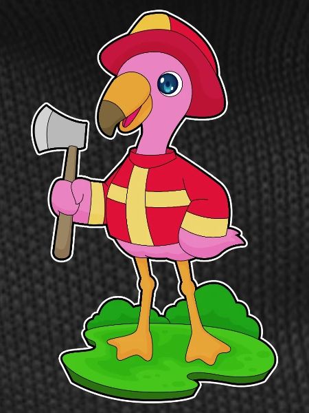 Flamingo Firefighter Axe Fire Brigade