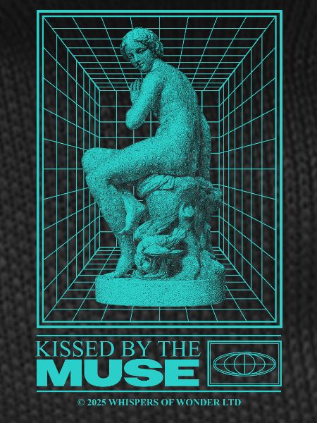 Neon statue in cyberspace