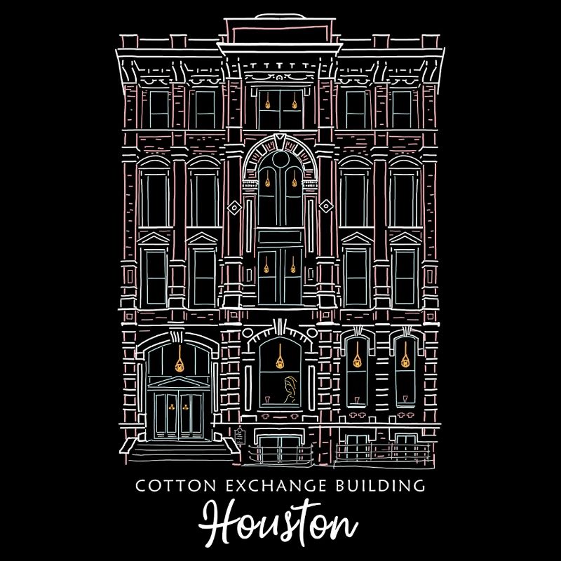 Houston, Old Cotton Exchange, dessin à la main, États-Unis