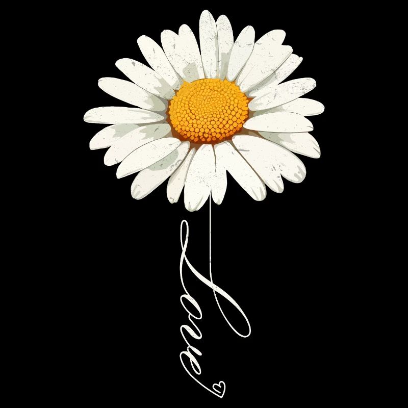 Daisy Flower with Love Script