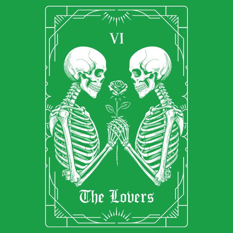 The Lovers — Spooky Tarot Skeleton Goth