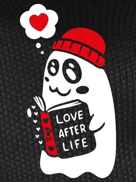 Cute Ghost Reading Romantic Book