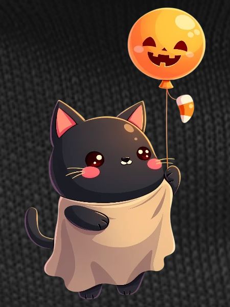 Halloween Cat with Halloween Pumpkin