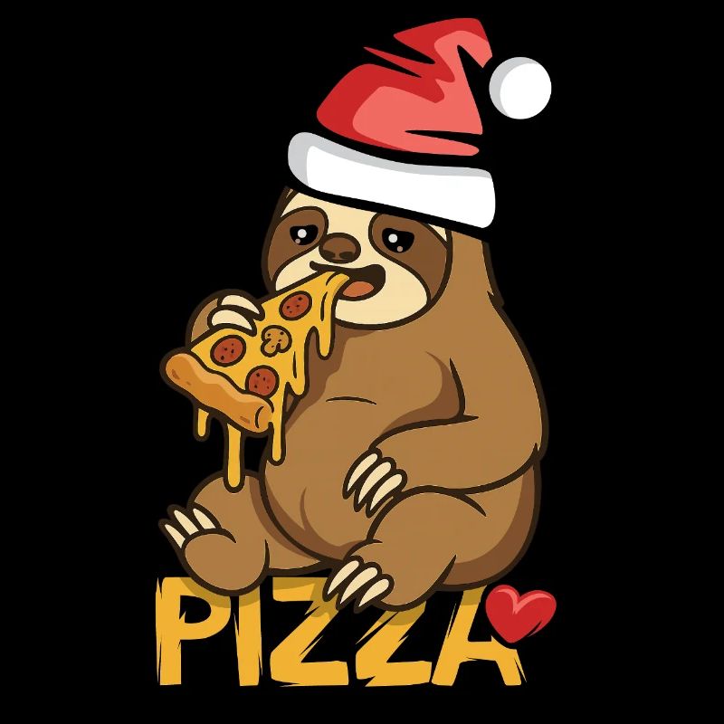 paresseux mangeant pizza Noël design
