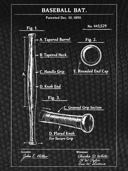 Baseball Bat Patent Blueprint