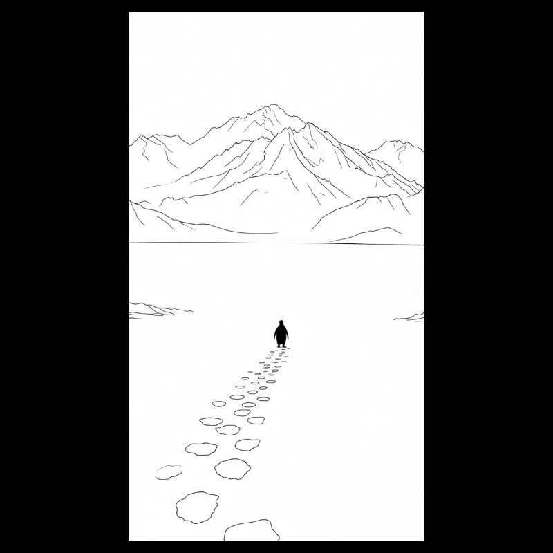 Marche solitaire vers les montagnes