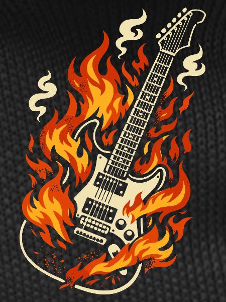 Electric Guitar Burning Rock Gift