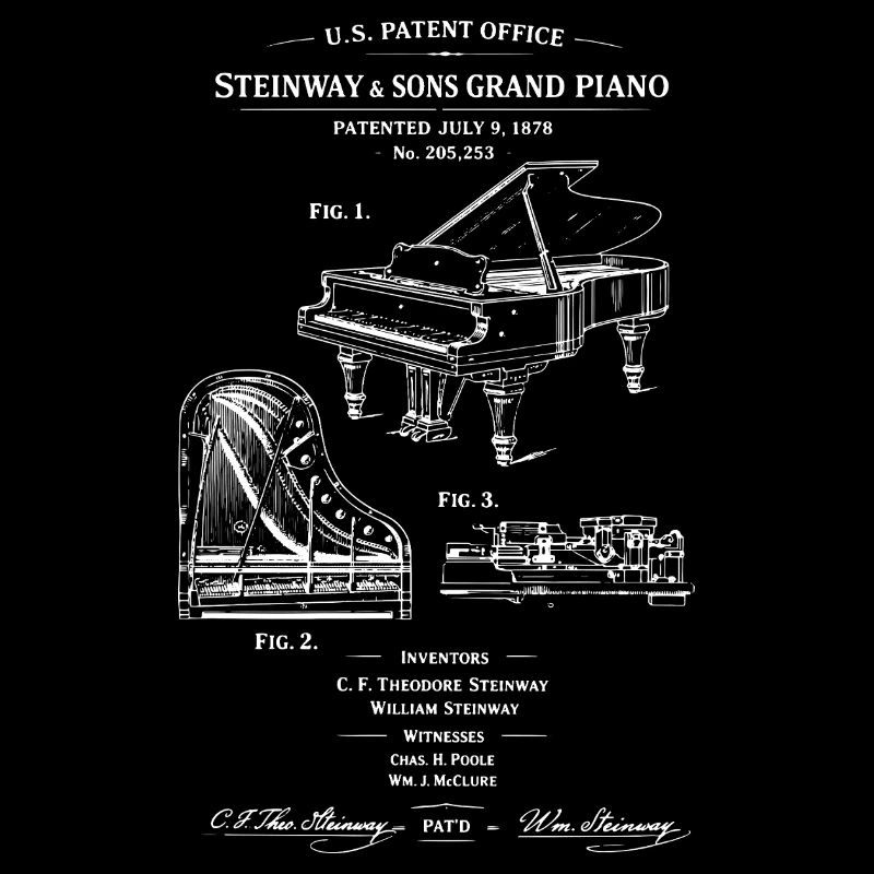 Plan de piano breveté vintage