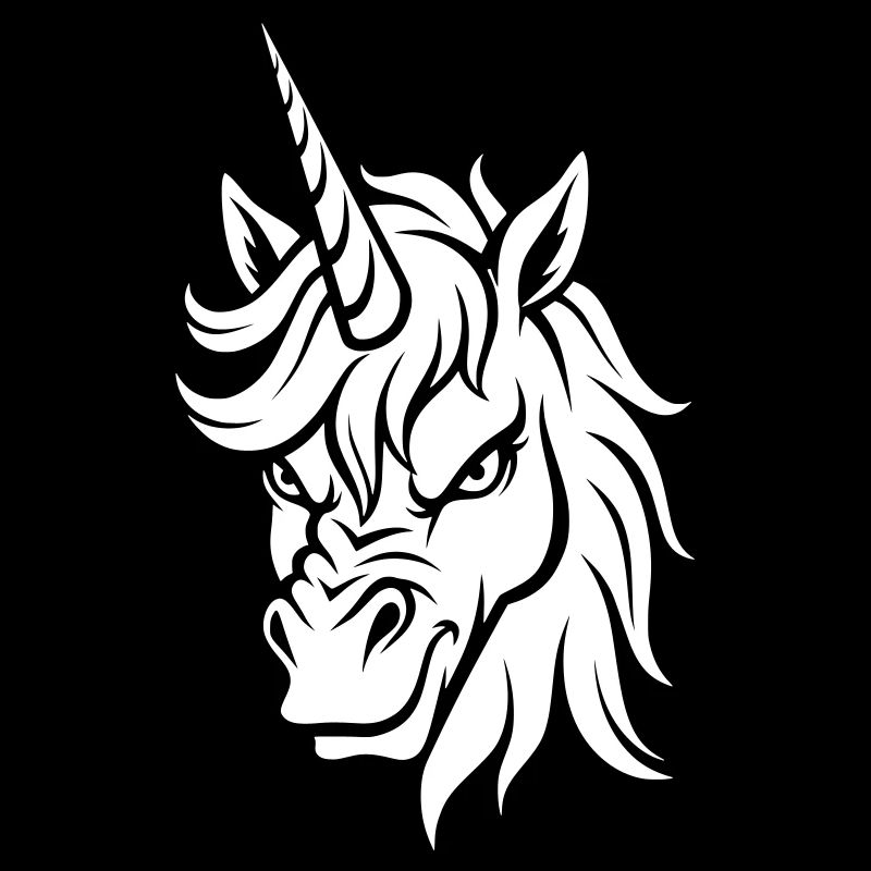 Evil Unicorn – Unicorn Head Black & White