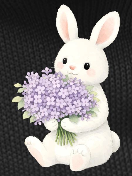 Bunny with lilac illustration