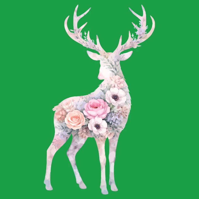 Fleurs en forme d’aquarelle de cerf