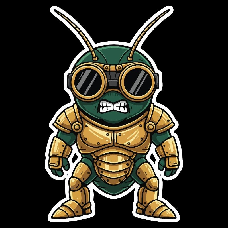 Cricket Guardian Steampunk Armor Golden Brass